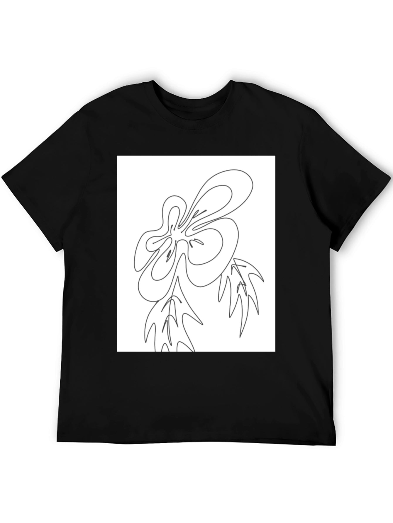 Abstract Line Art Graphic Black T-Shirt