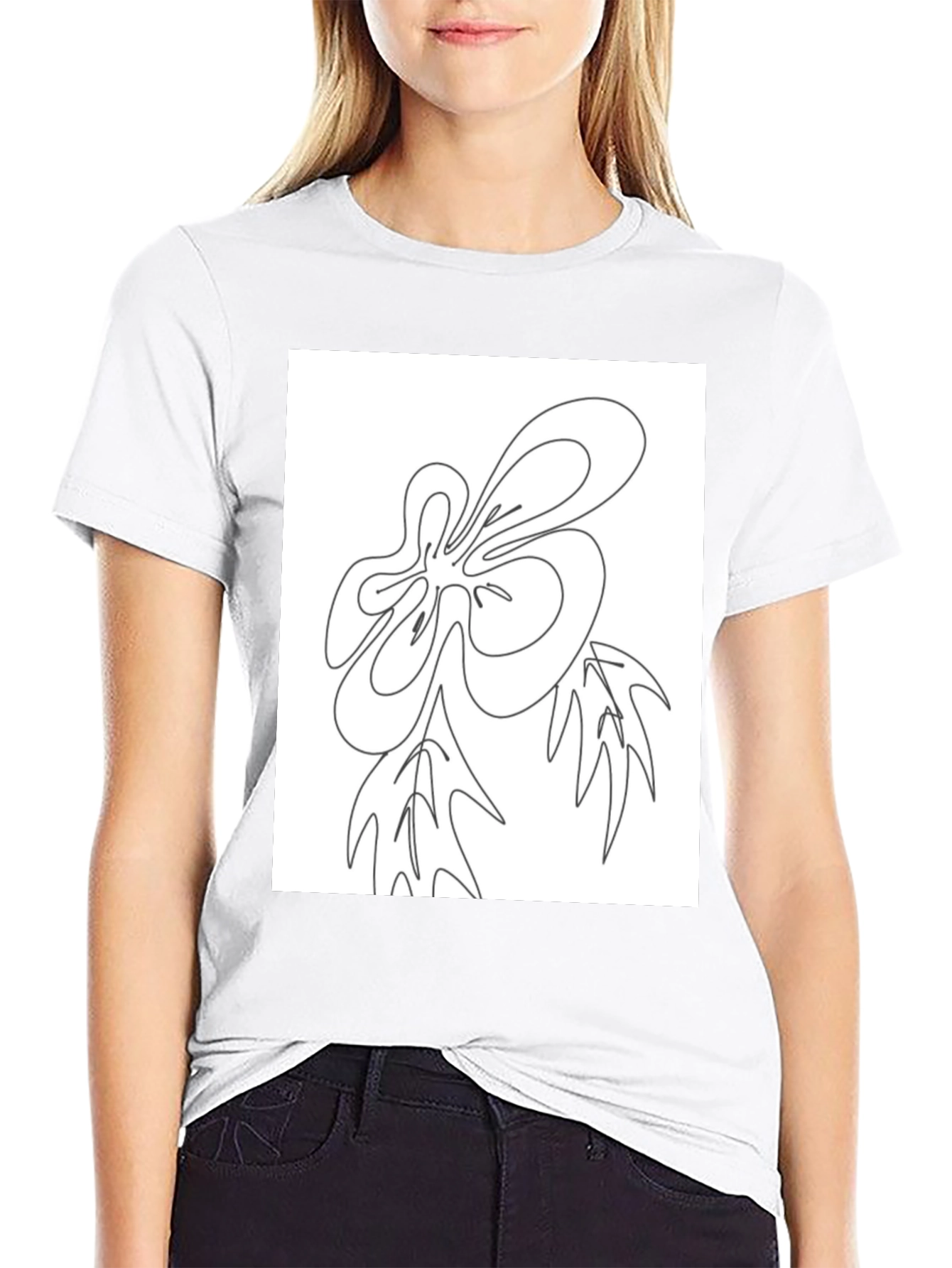 Abstract Line Art Graphic Black T-Shirt
