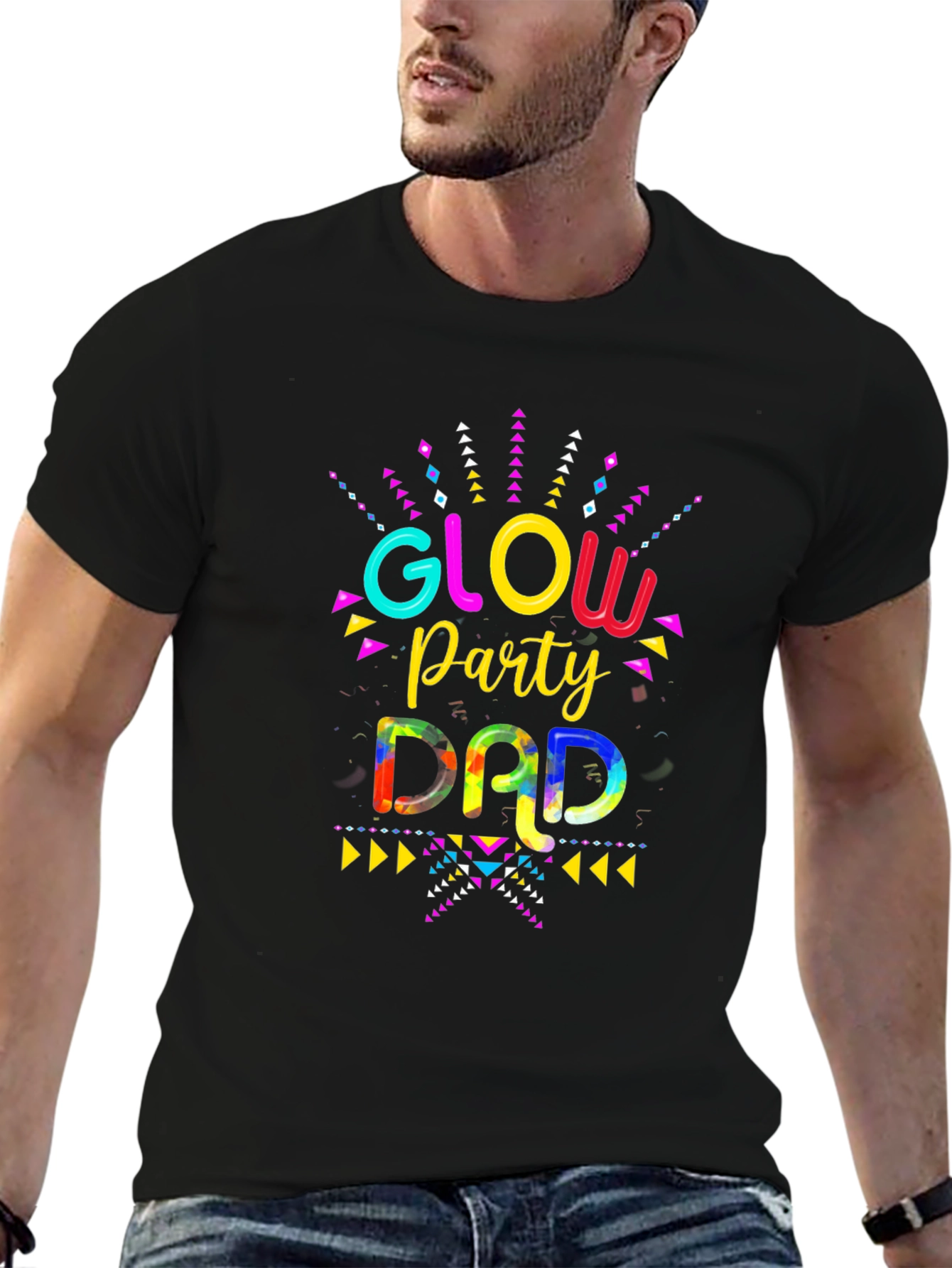 Glow Party Dad Graphic Tee - Mens Black T-Shirt