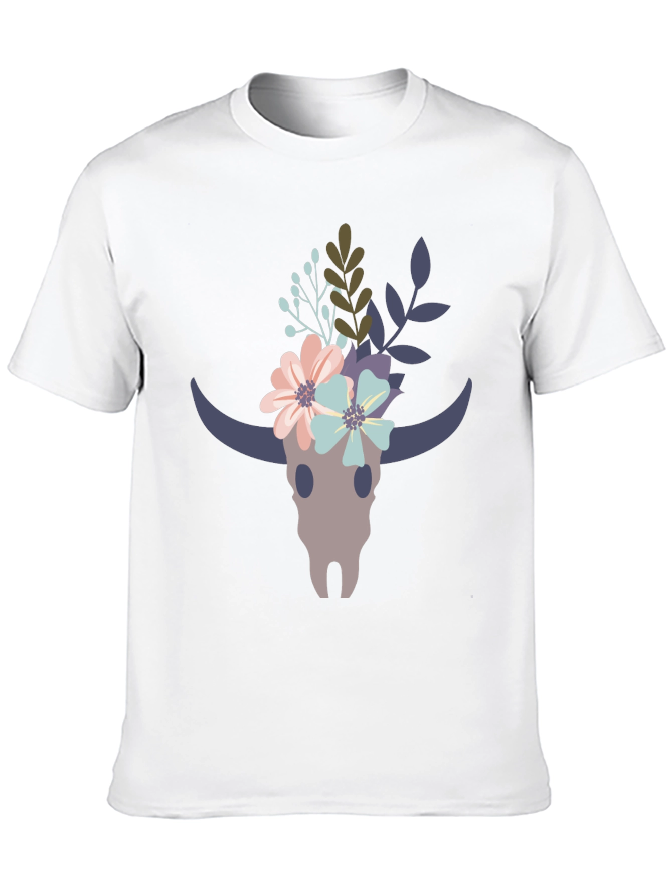 Floral Bull Skull Graphic Tee