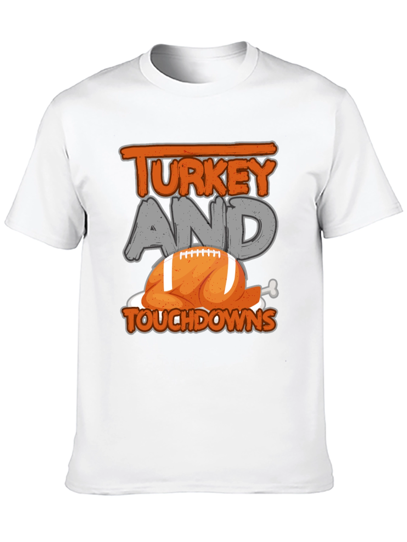 Turkey and Touchdowns Thanksgiving Football T-Shirt