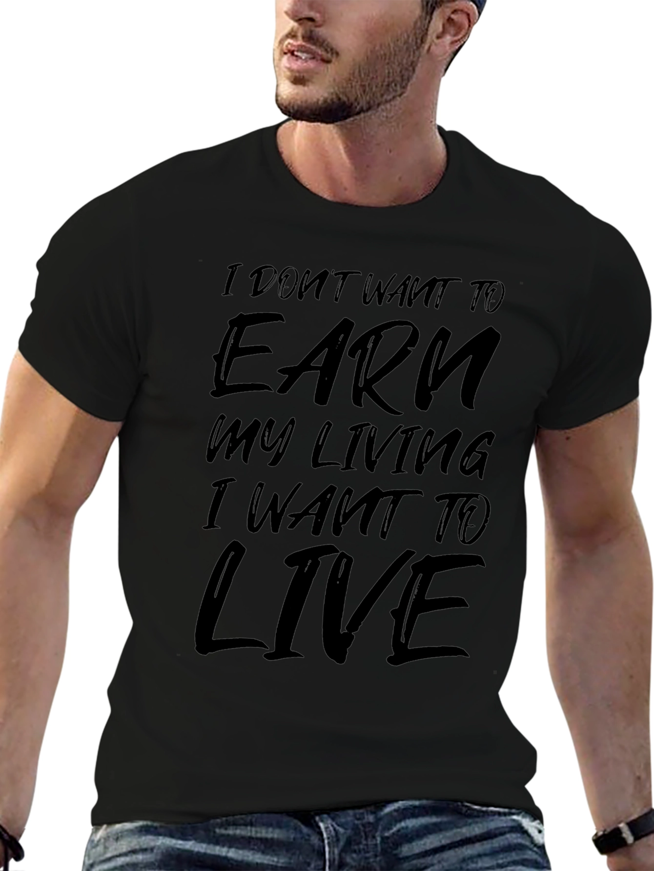 Live to Earn T-Shirt - Black Graphic Tee