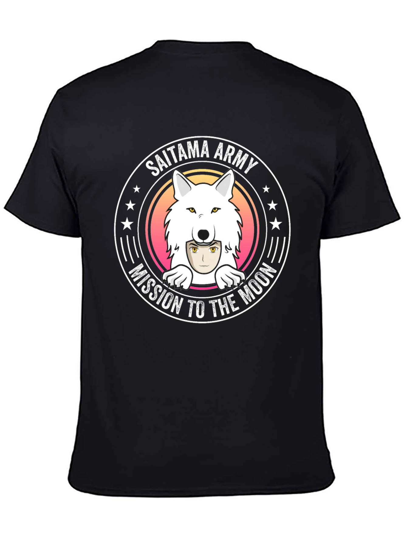 Saitama Army Mission to the Moon Black T-Shirt