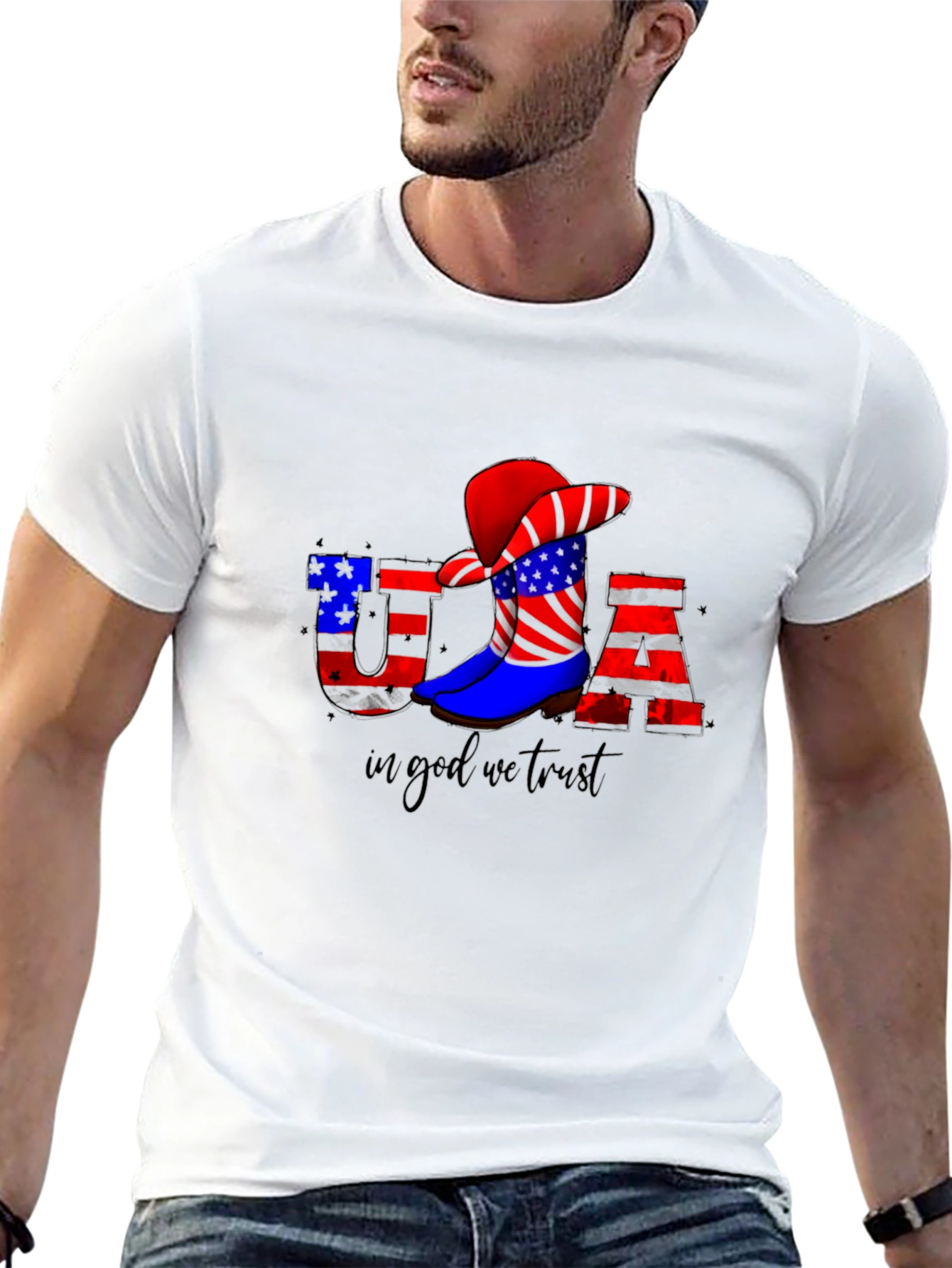 USA Patriotic Cowboy Boot T-Shirt