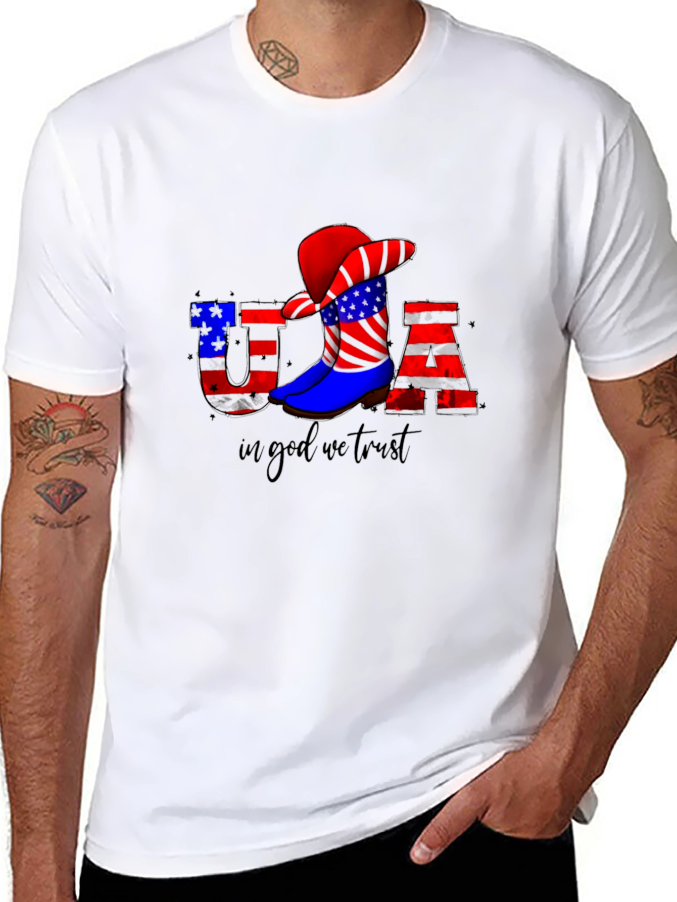 USA Patriotic Cowboy Boot T-Shirt