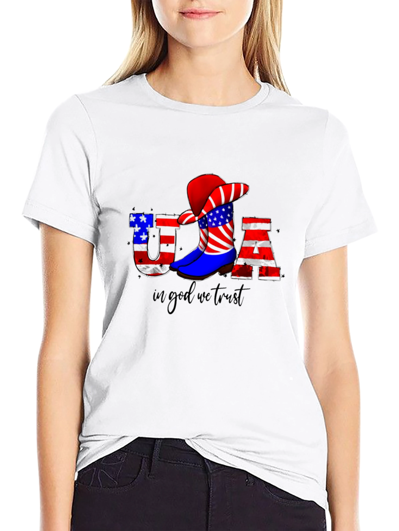 USA Patriotic Cowboy Boot T-Shirt