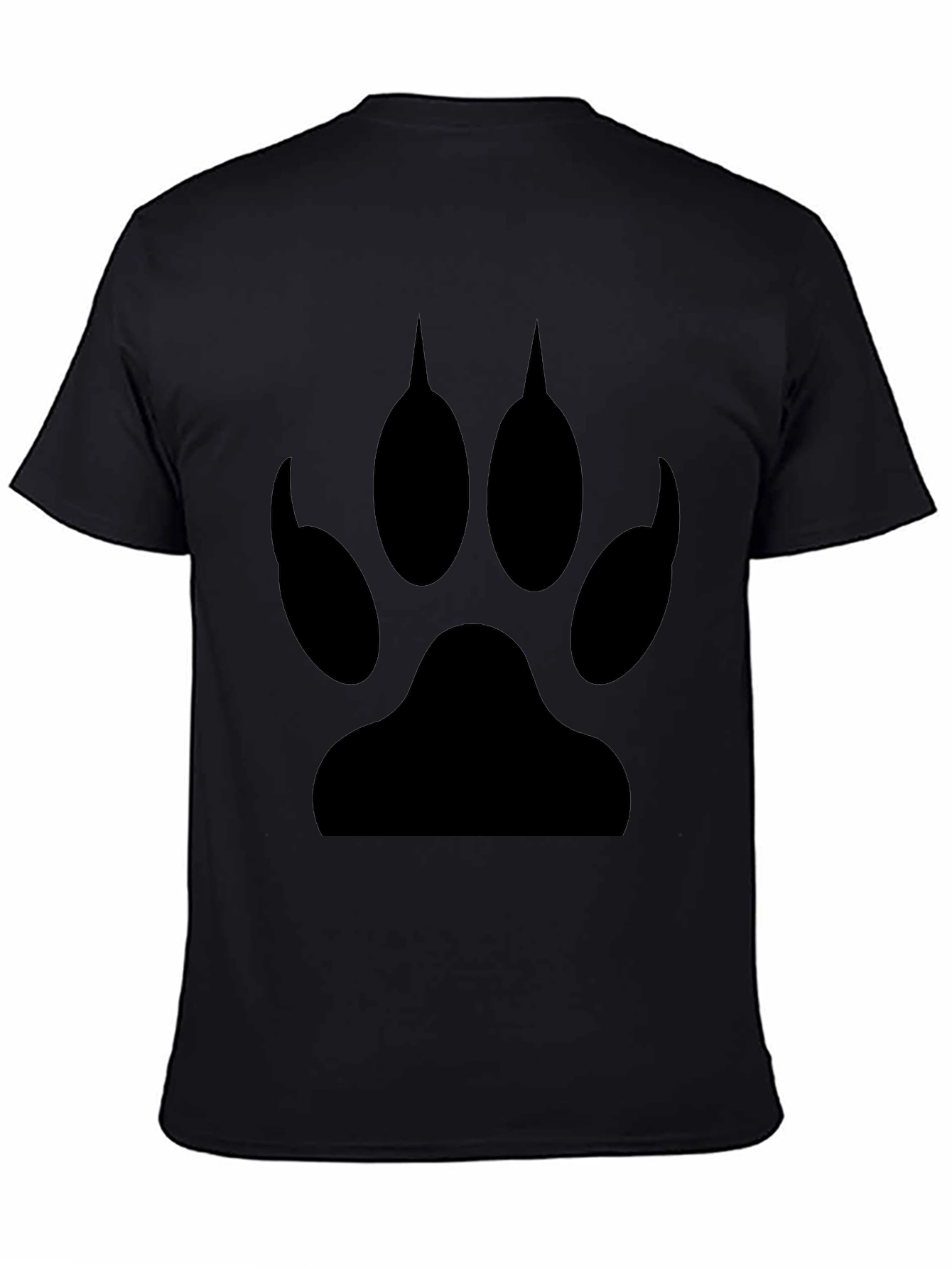 Black Wolf Paw Print Graphic T-Shirt