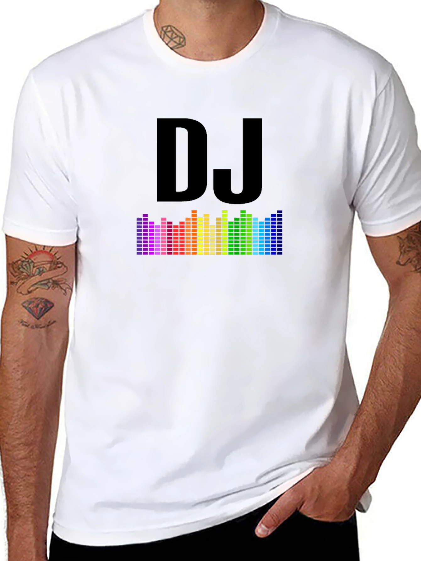 DJ Rainbow Equalizer Black Graphic T-Shirt