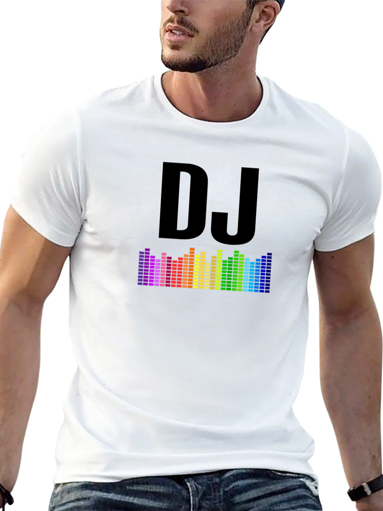 DJ Rainbow Equalizer Black Graphic T-Shirt