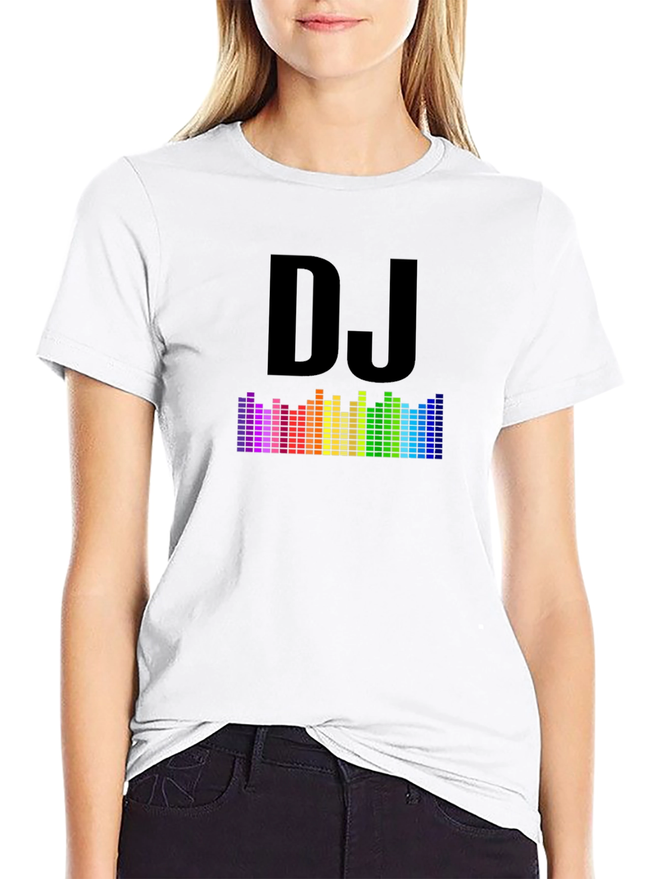 DJ Rainbow Equalizer Black Graphic T-Shirt