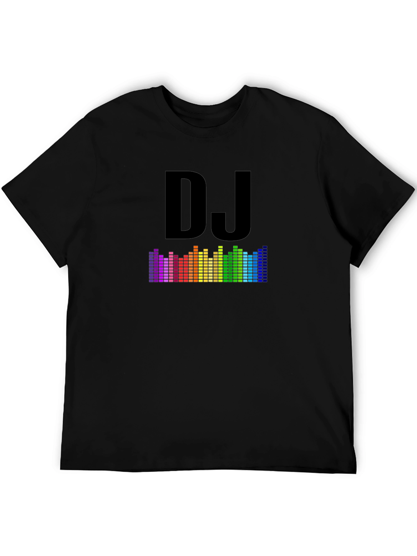 DJ Rainbow Equalizer Black Graphic T-Shirt