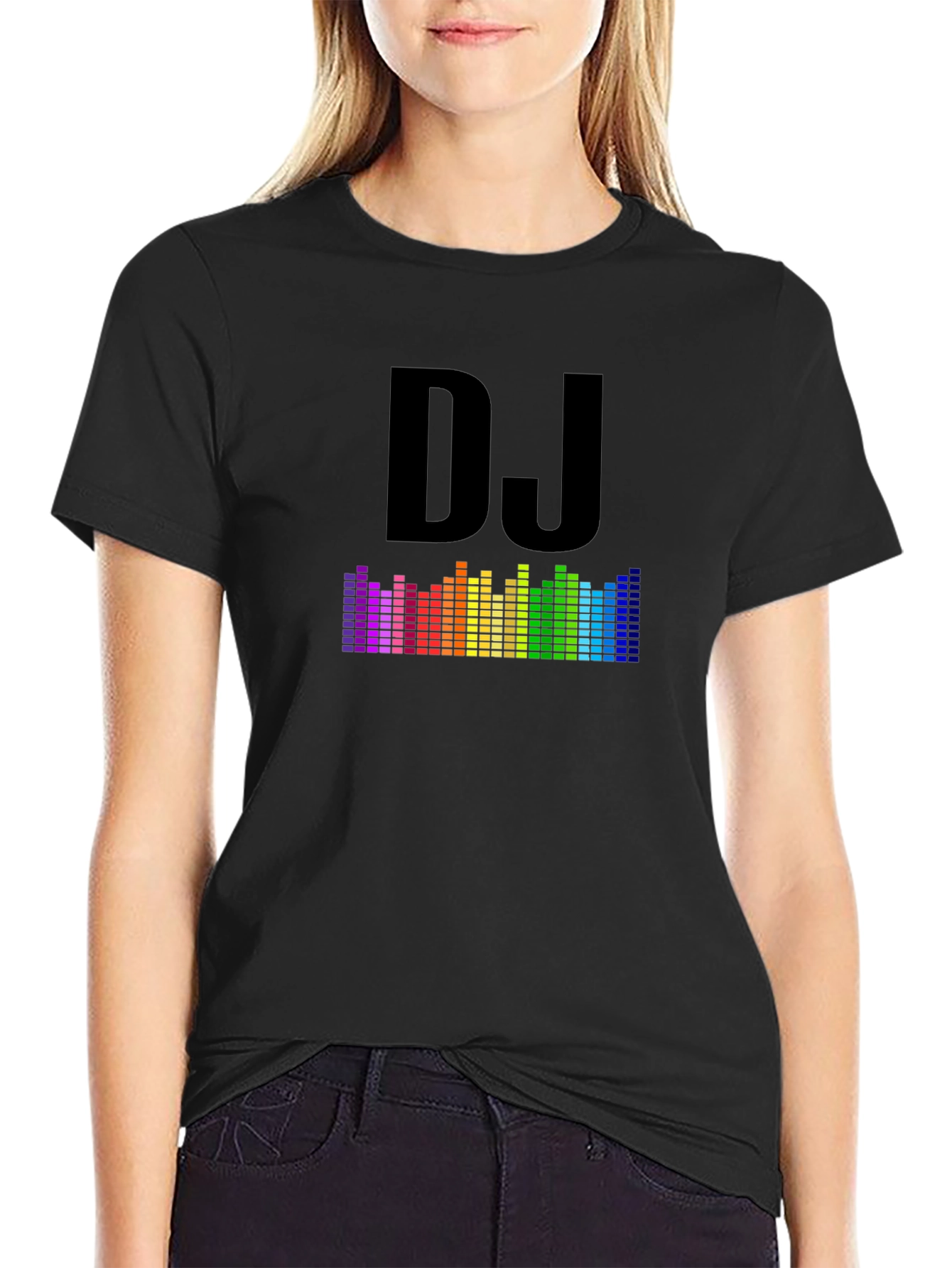 DJ Rainbow Equalizer Black Graphic T-Shirt