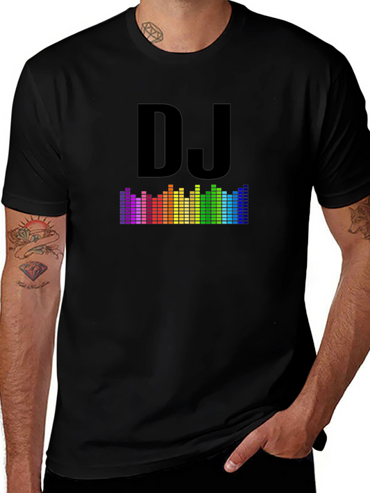DJ Rainbow Equalizer Black Graphic T-Shirt