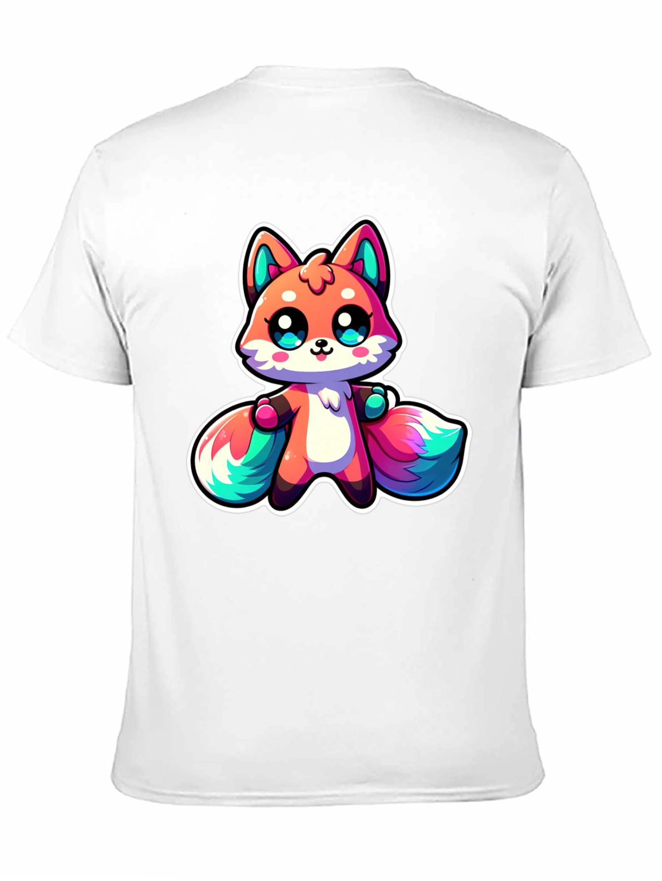 Cute Cartoon Fox Black T-Shirt