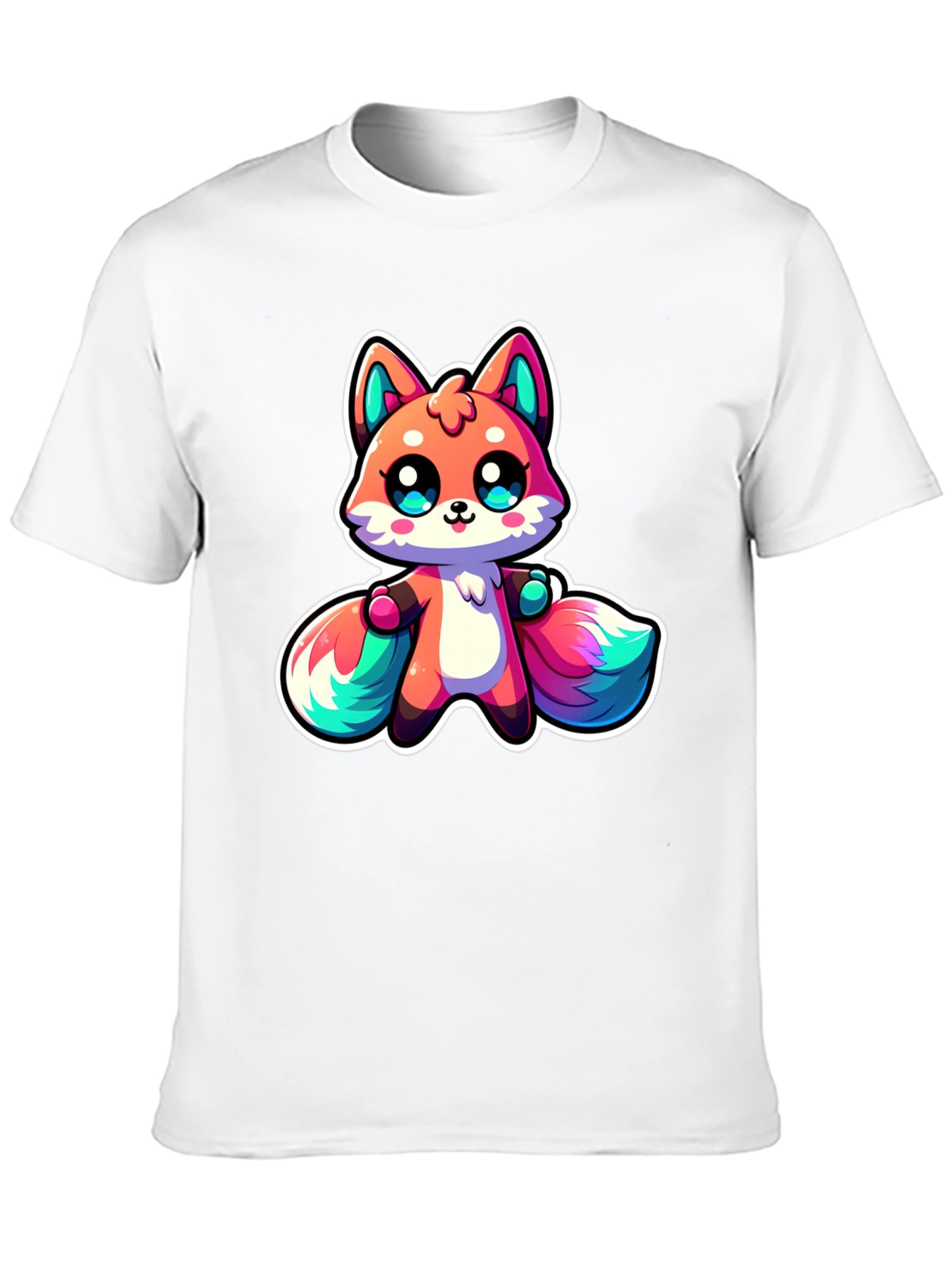 Cute Cartoon Fox Black T-Shirt