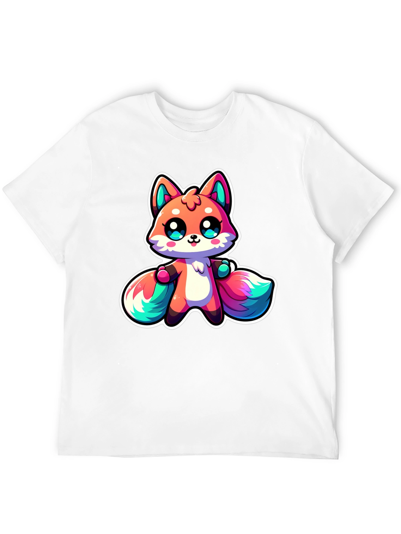 Cute Cartoon Fox Black T-Shirt