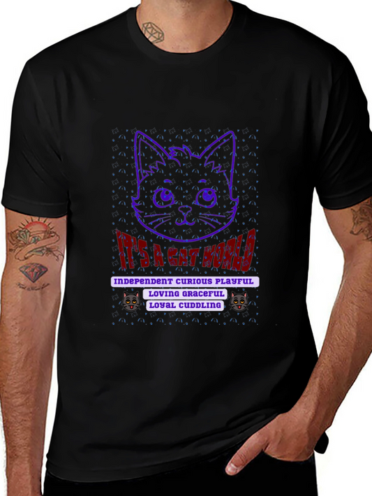 Its a Cat World T-Shirt - Independent Curious Playful