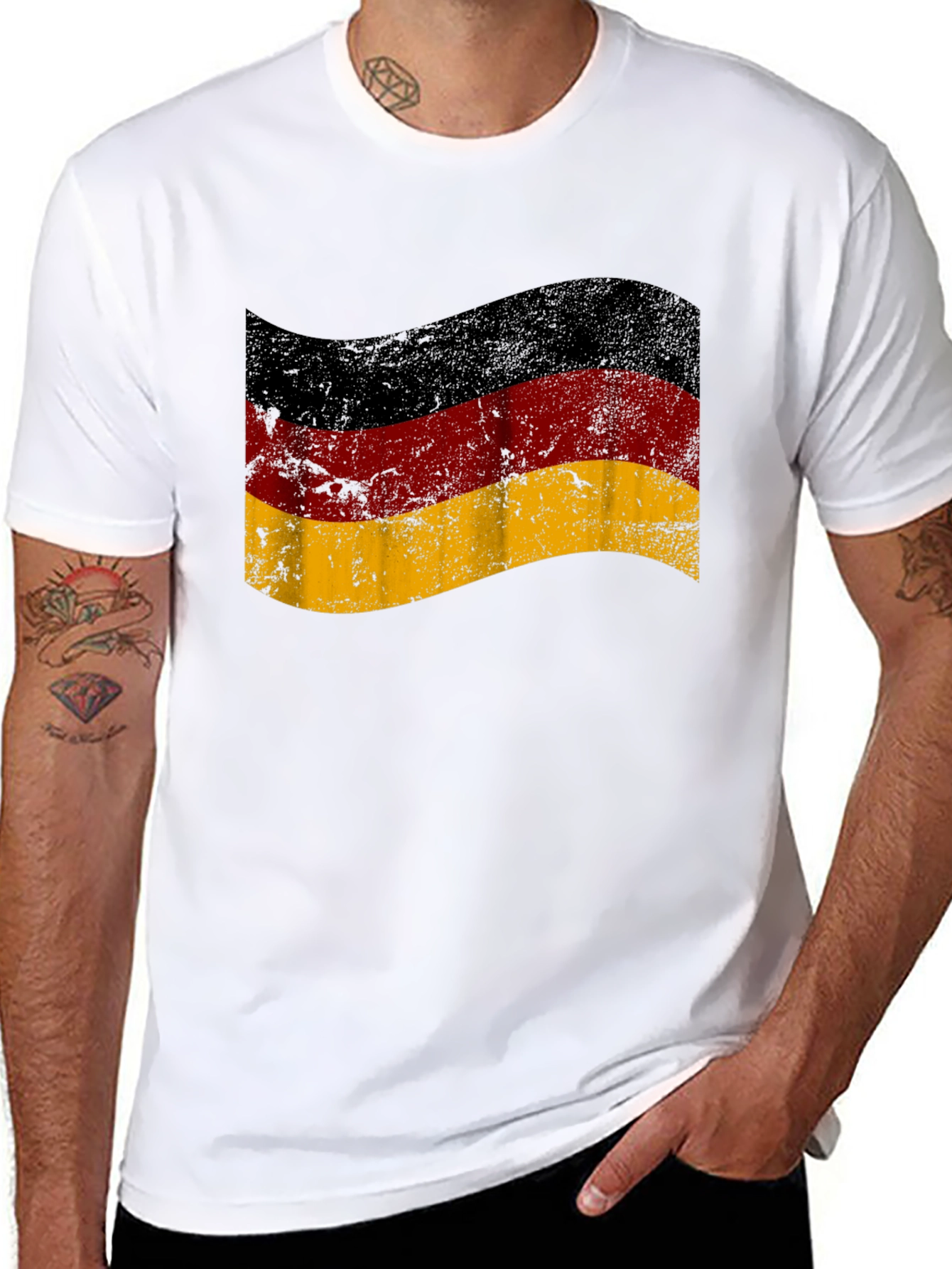 German Flag T-Shirt - Distressed Style