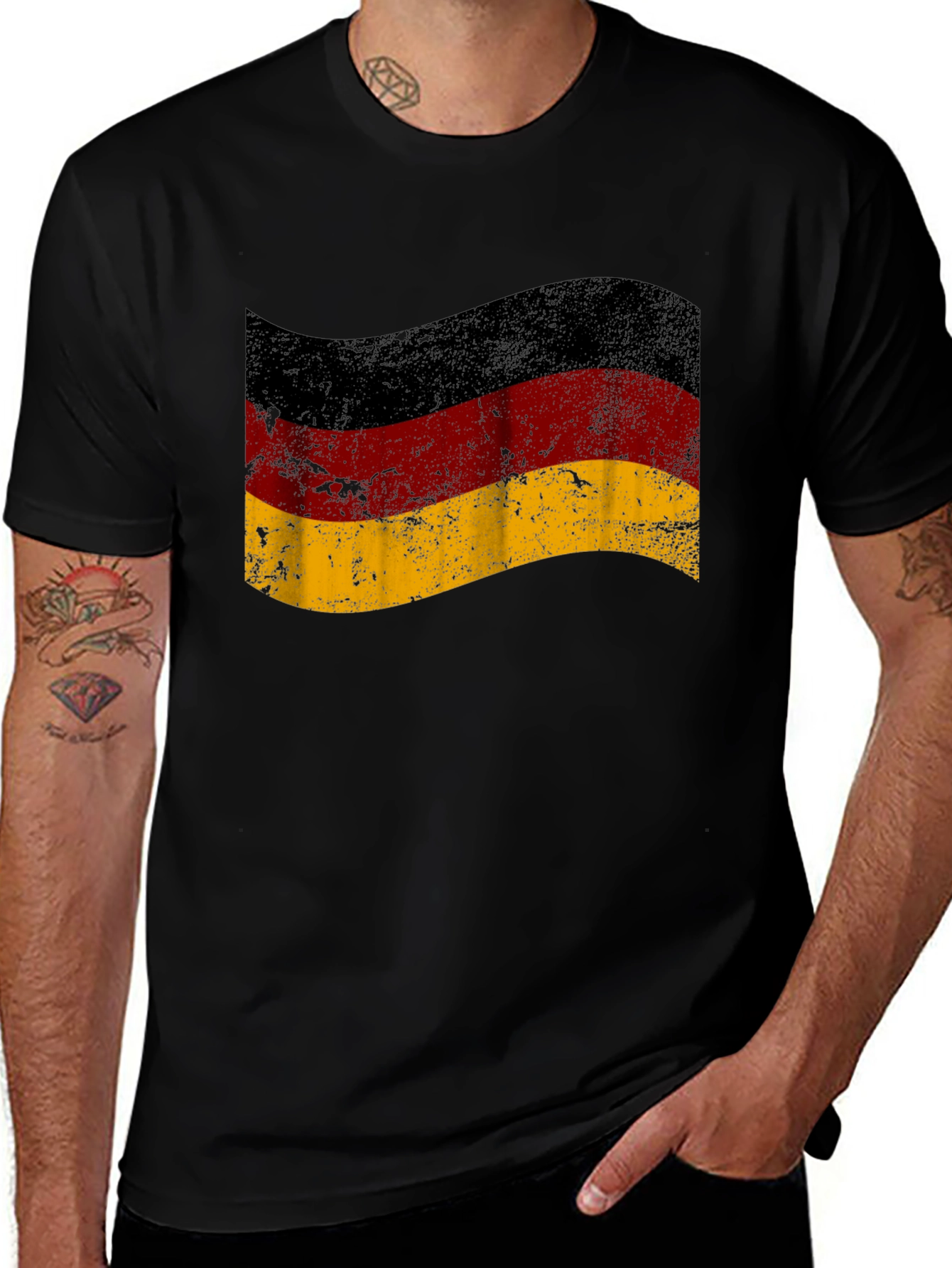 German Flag T-Shirt - Distressed Style