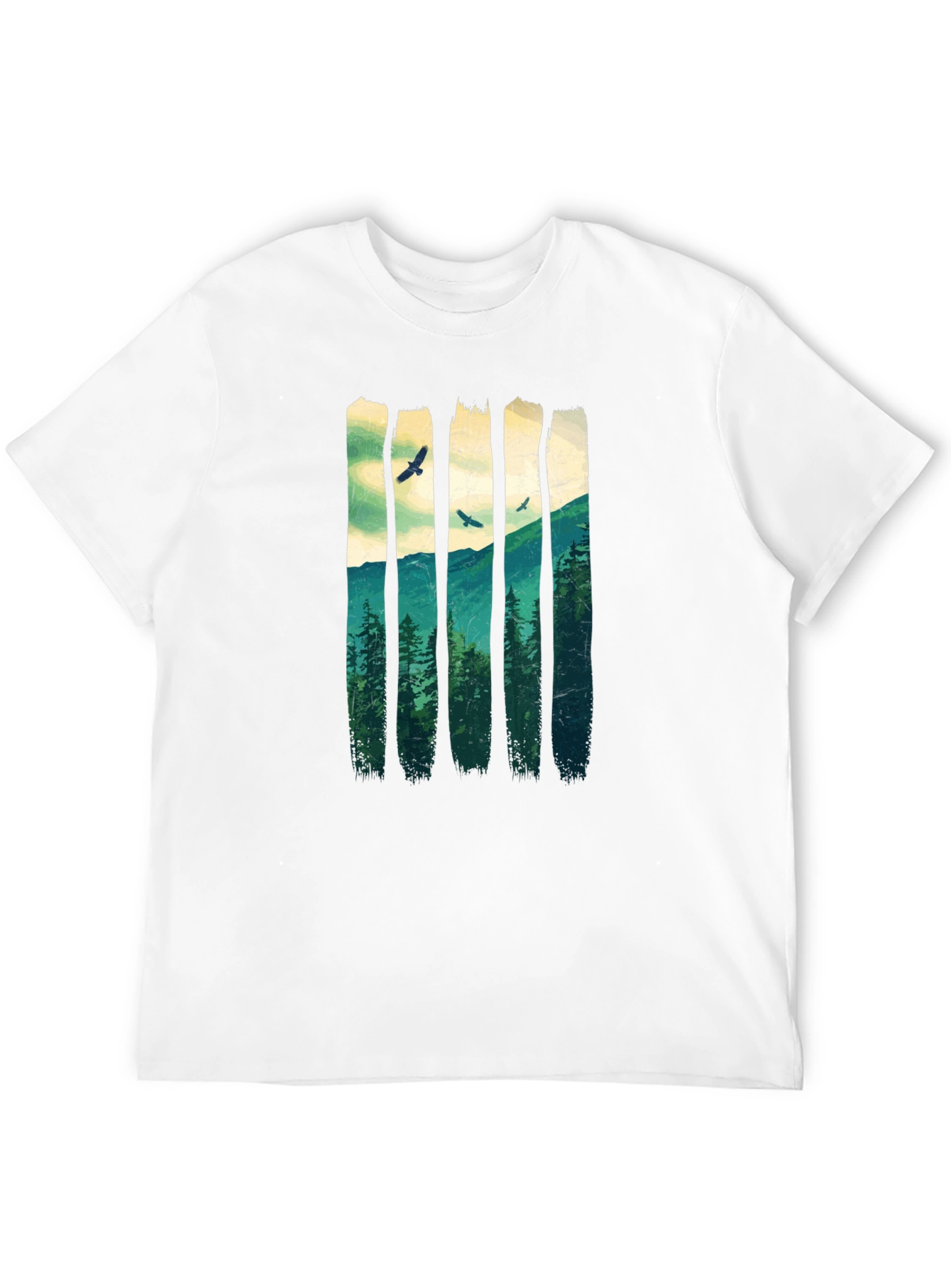 Nature Forest T-Shirt: Mountain and Birds