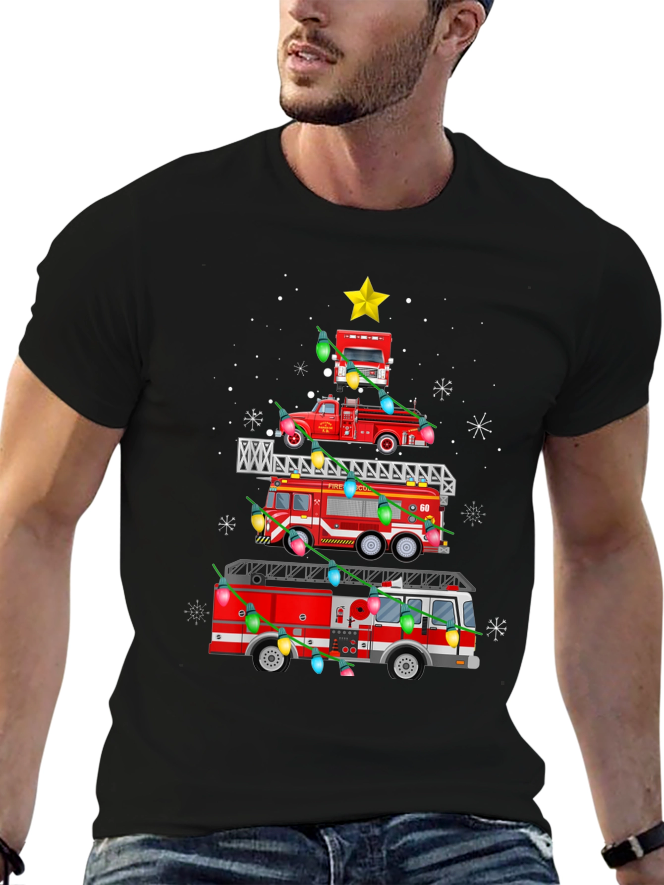 Firetruck Christmas Tree T-Shirt