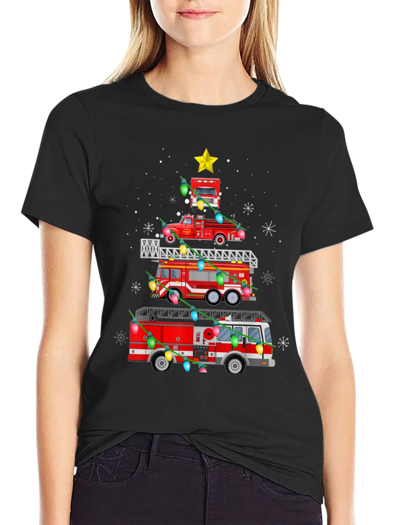 Firetruck Christmas Tree T-Shirt