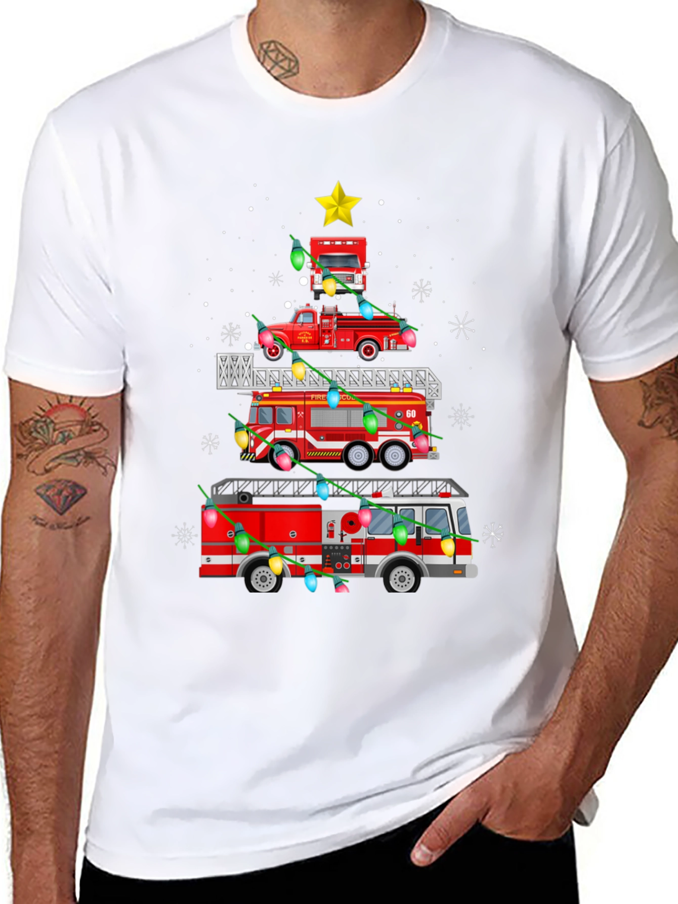 Firetruck Christmas Tree T-Shirt