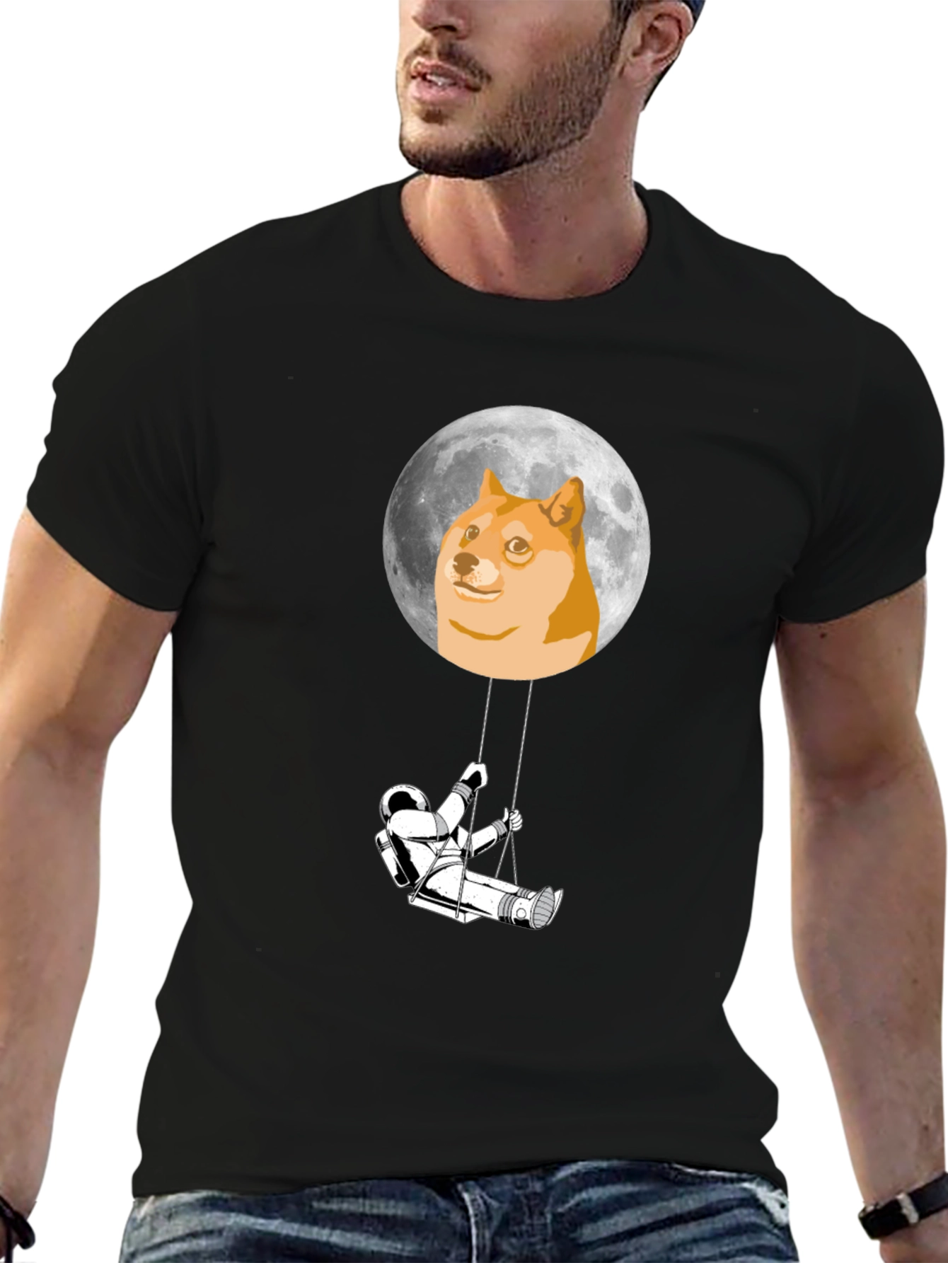 Doge Moon Astronaut Swing Graphic Tee
