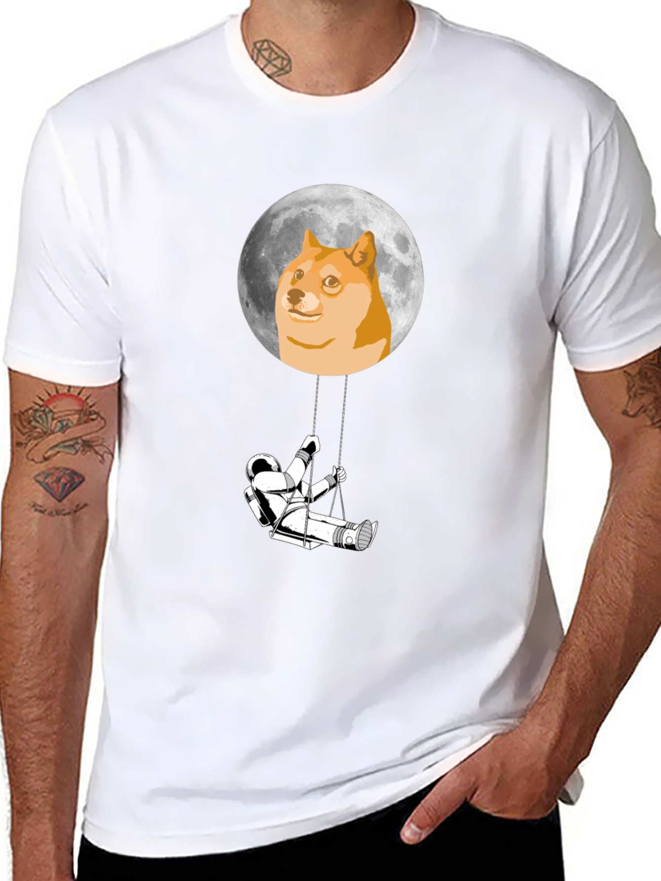 Doge Moon Astronaut Swing Graphic Tee