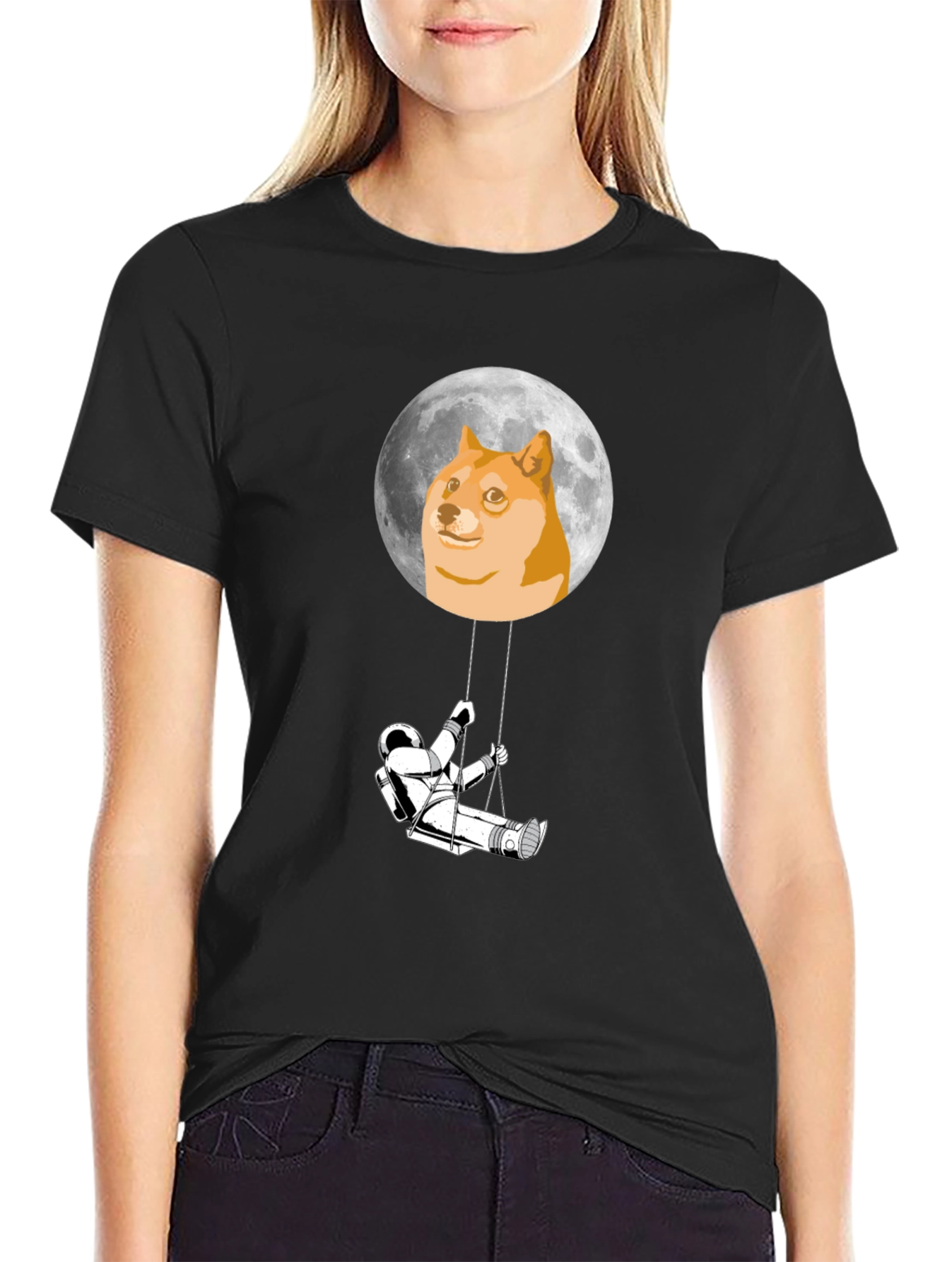 Doge Moon Astronaut Swing Graphic Tee