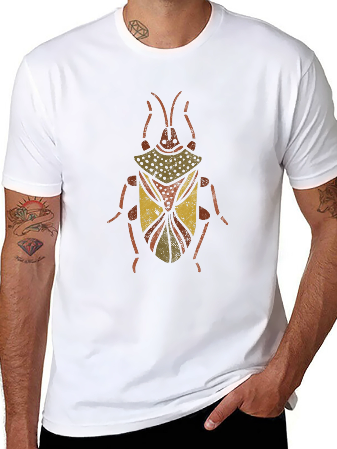 Unique Beetle Graphic Print Black T-Shirt
