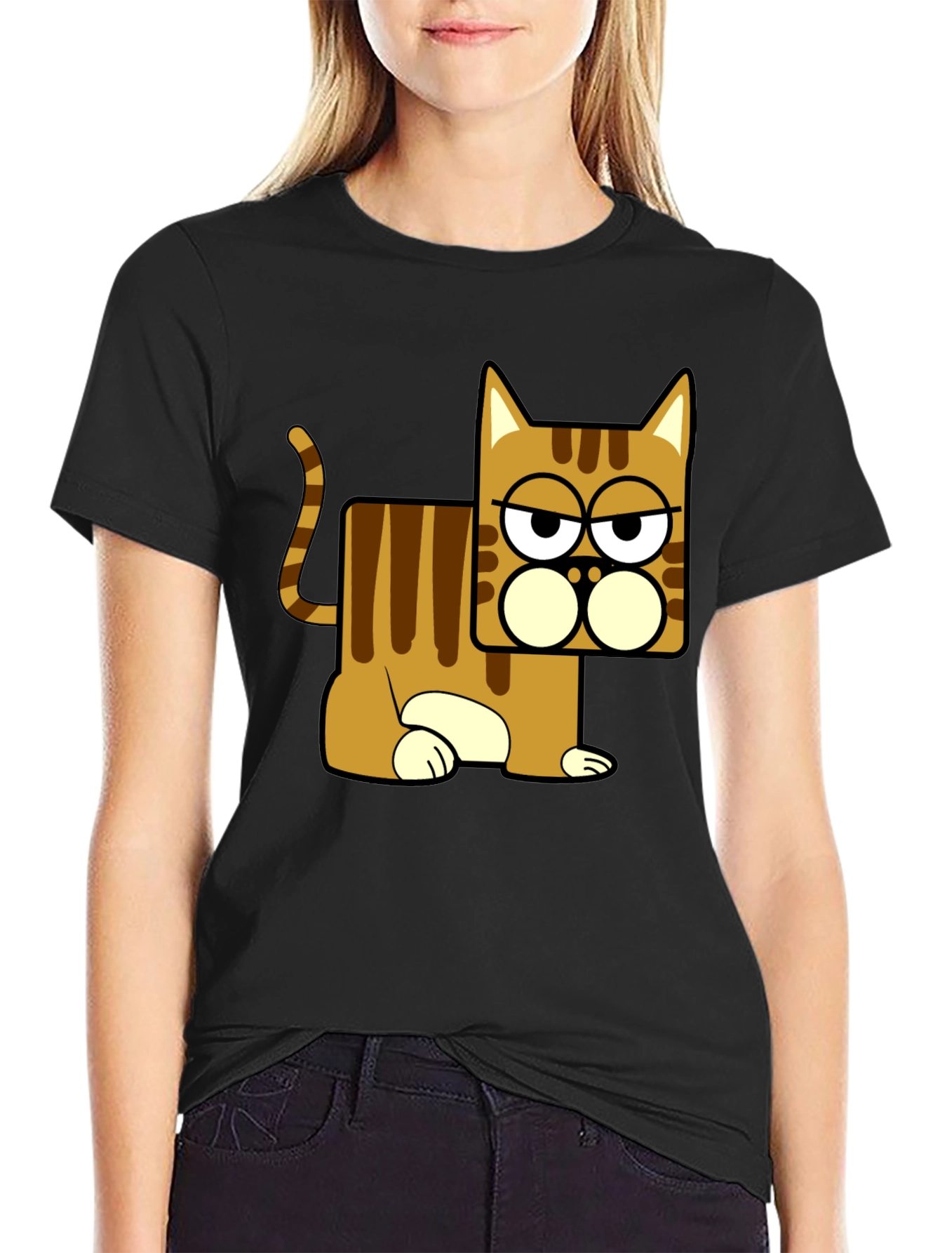 Funny Cat Graphic T-Shirt - Black