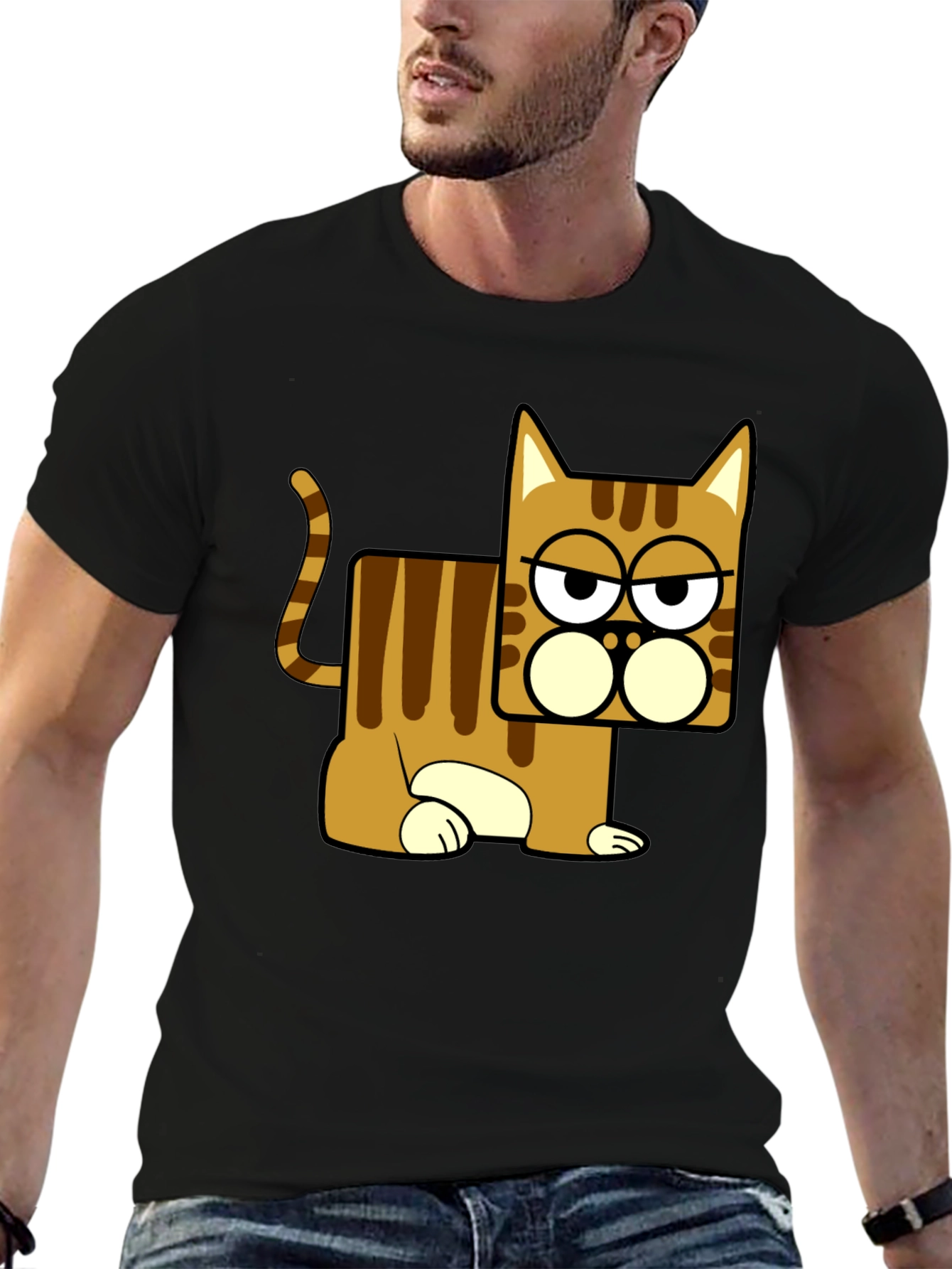 Funny Cat Graphic T-Shirt - Black