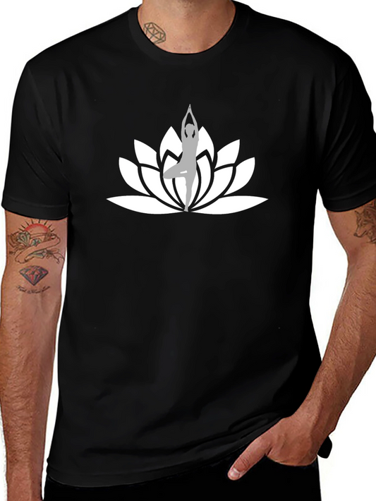 Yoga Lotus Flower Black T-Shirt