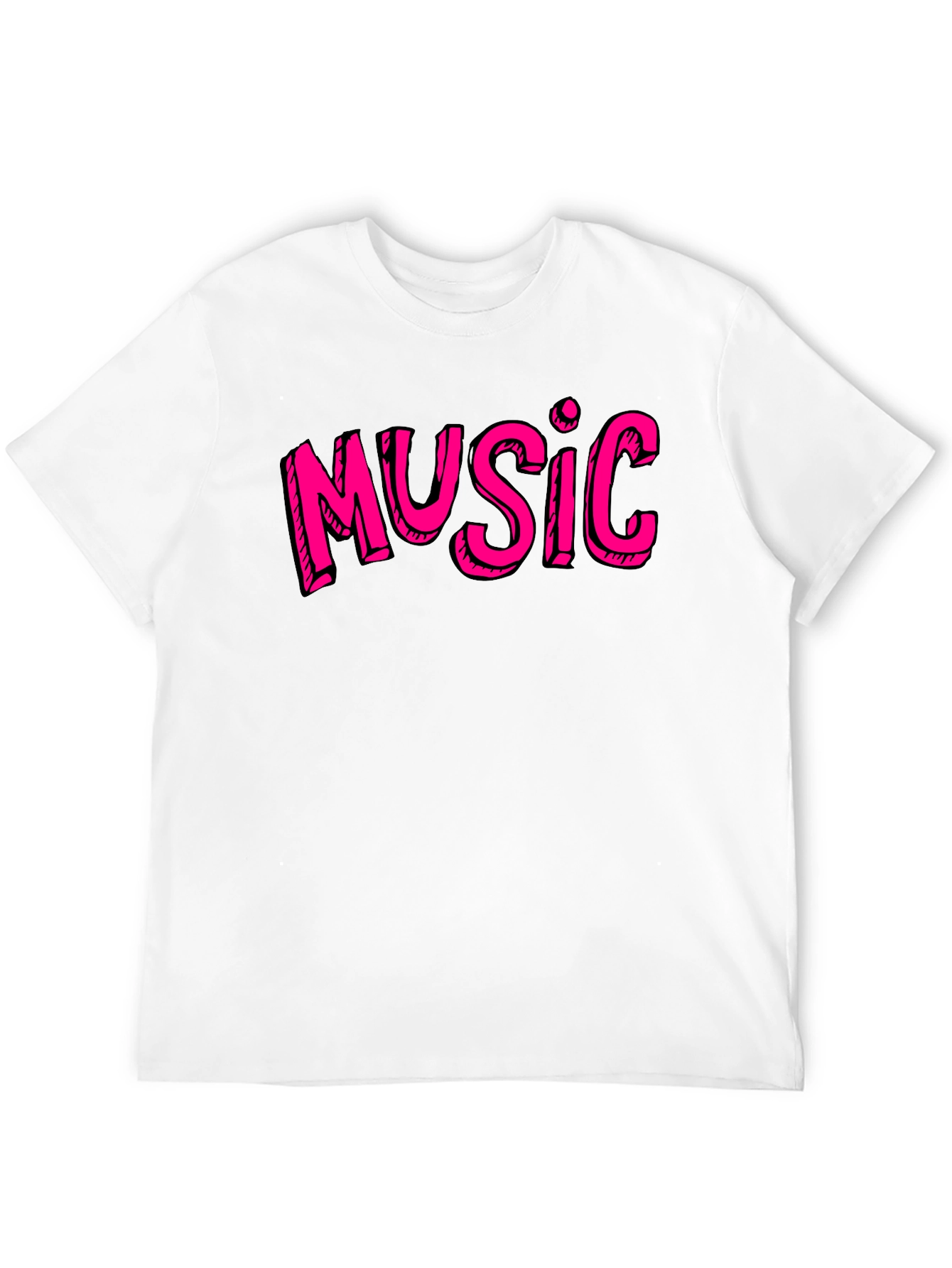 Music Graphic Tee - Black Cotton Short Sleeve