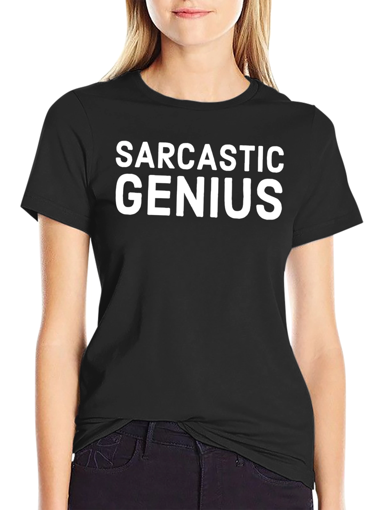 Sarcastic Genius Graphic Tee - Black Cotton T-Shirt