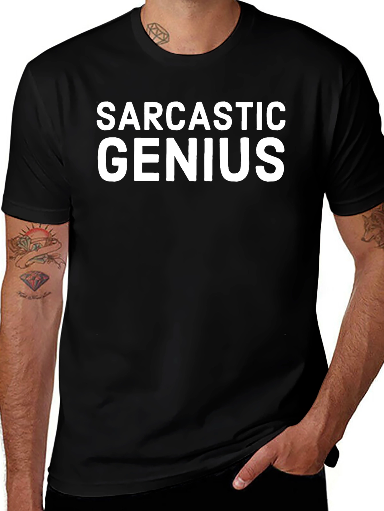 Sarcastic Genius Graphic Tee - Black Cotton T-Shirt