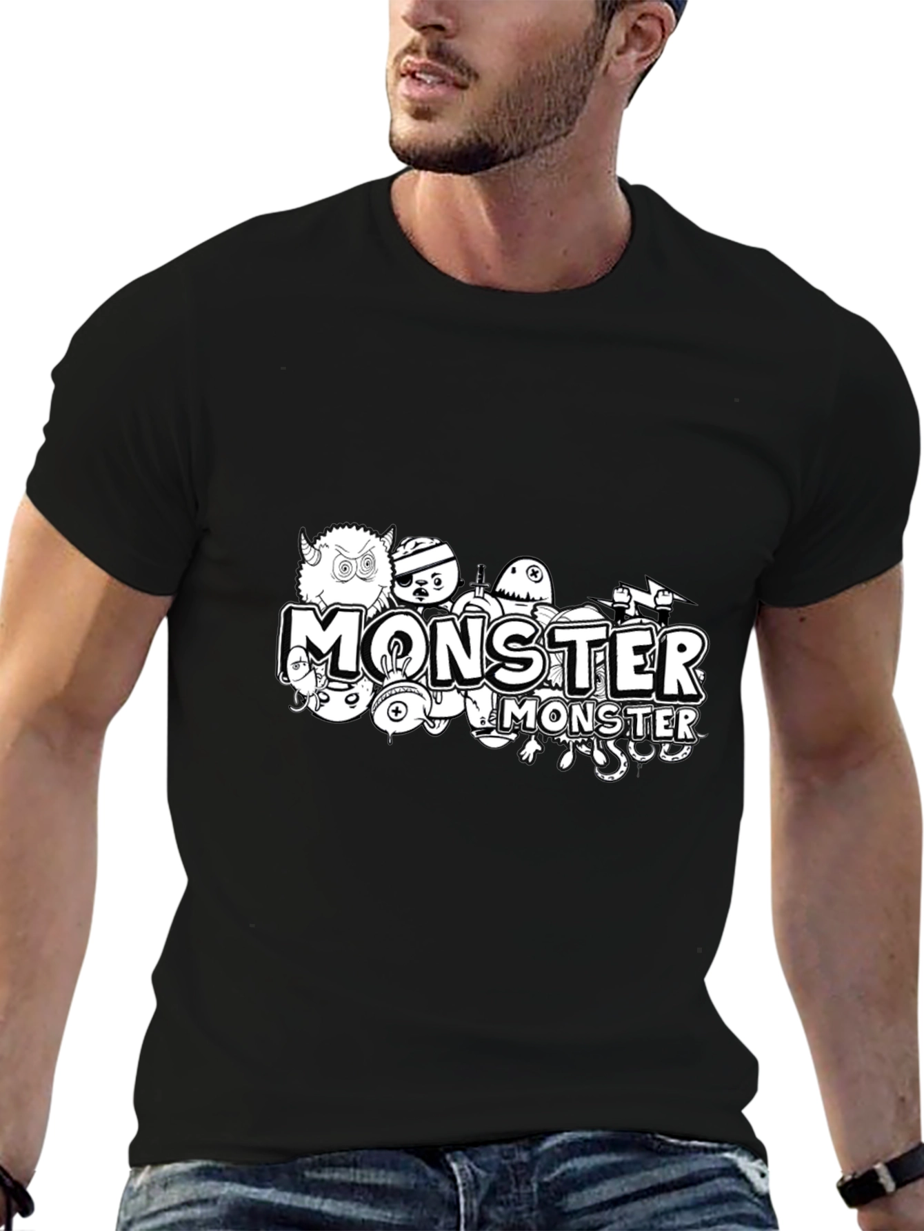 Monster Graphic Black T-Shirt