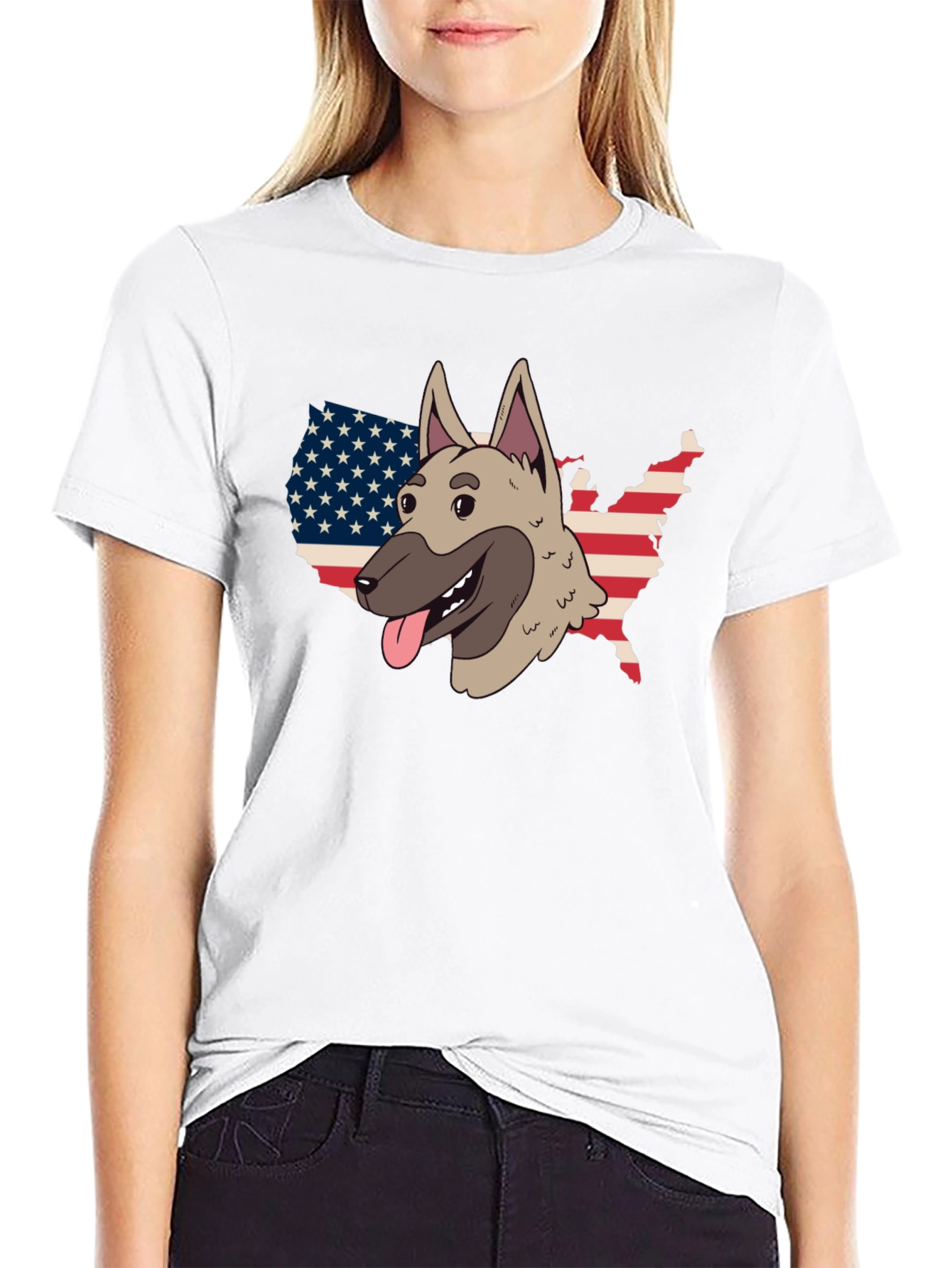 Dog USA Flag Patriotic Graphic Tee