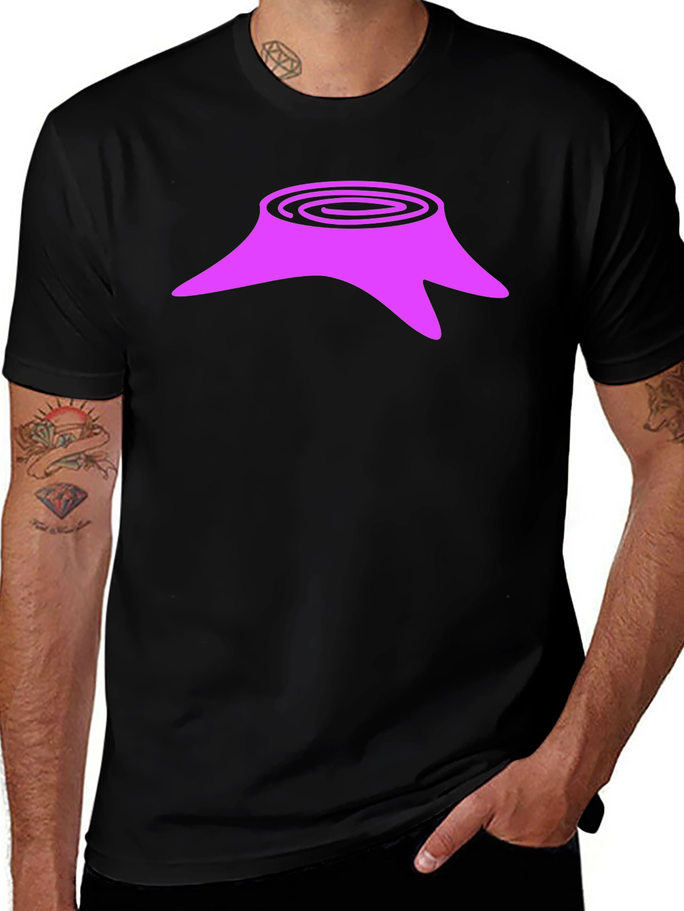 Tree Stump Graphic Tee - Casual Black T-Shirt