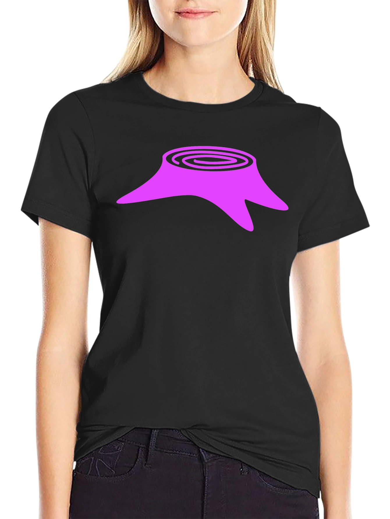Tree Stump Graphic Tee - Casual Black T-Shirt