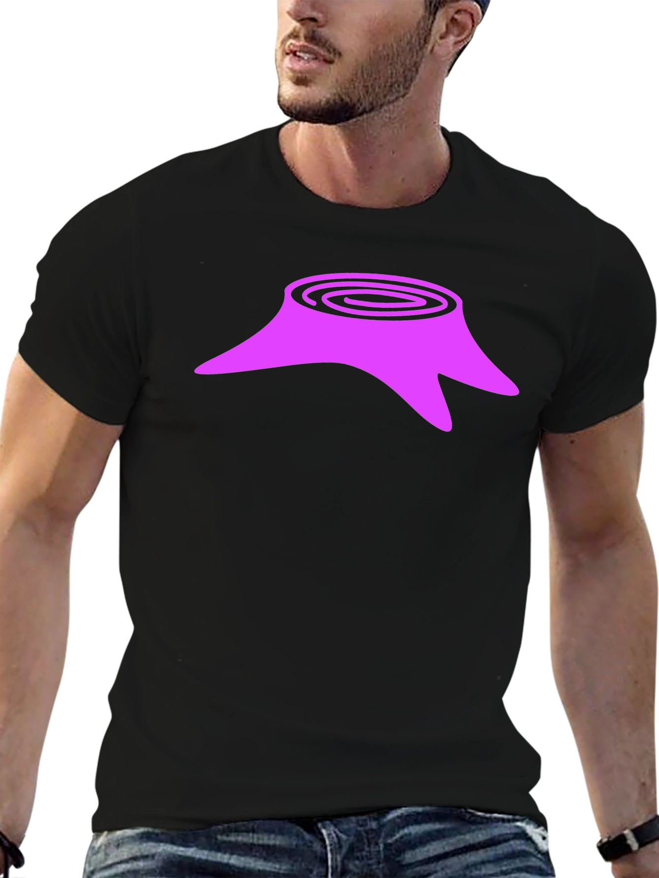 Tree Stump Graphic Tee - Casual Black T-Shirt