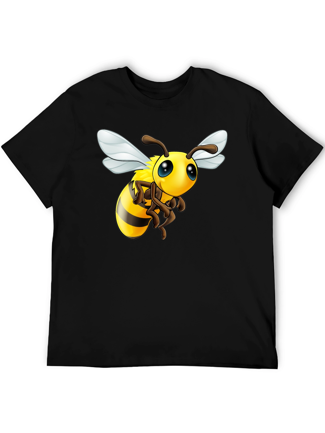 Cartoon Bee Graphic T-Shirt - Black