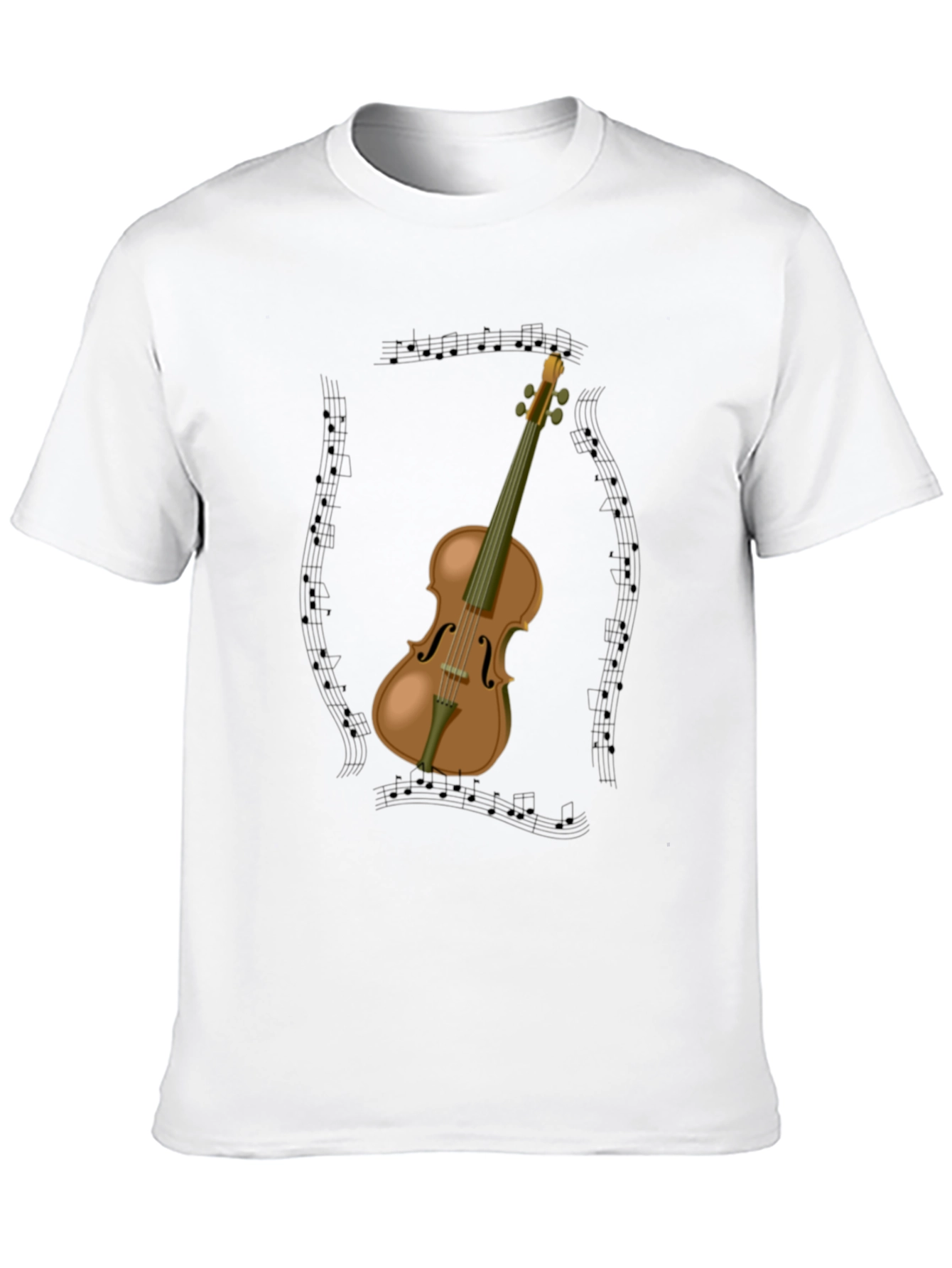 Musical Violin Graphic Tee - Black Cotton T-Shirt
