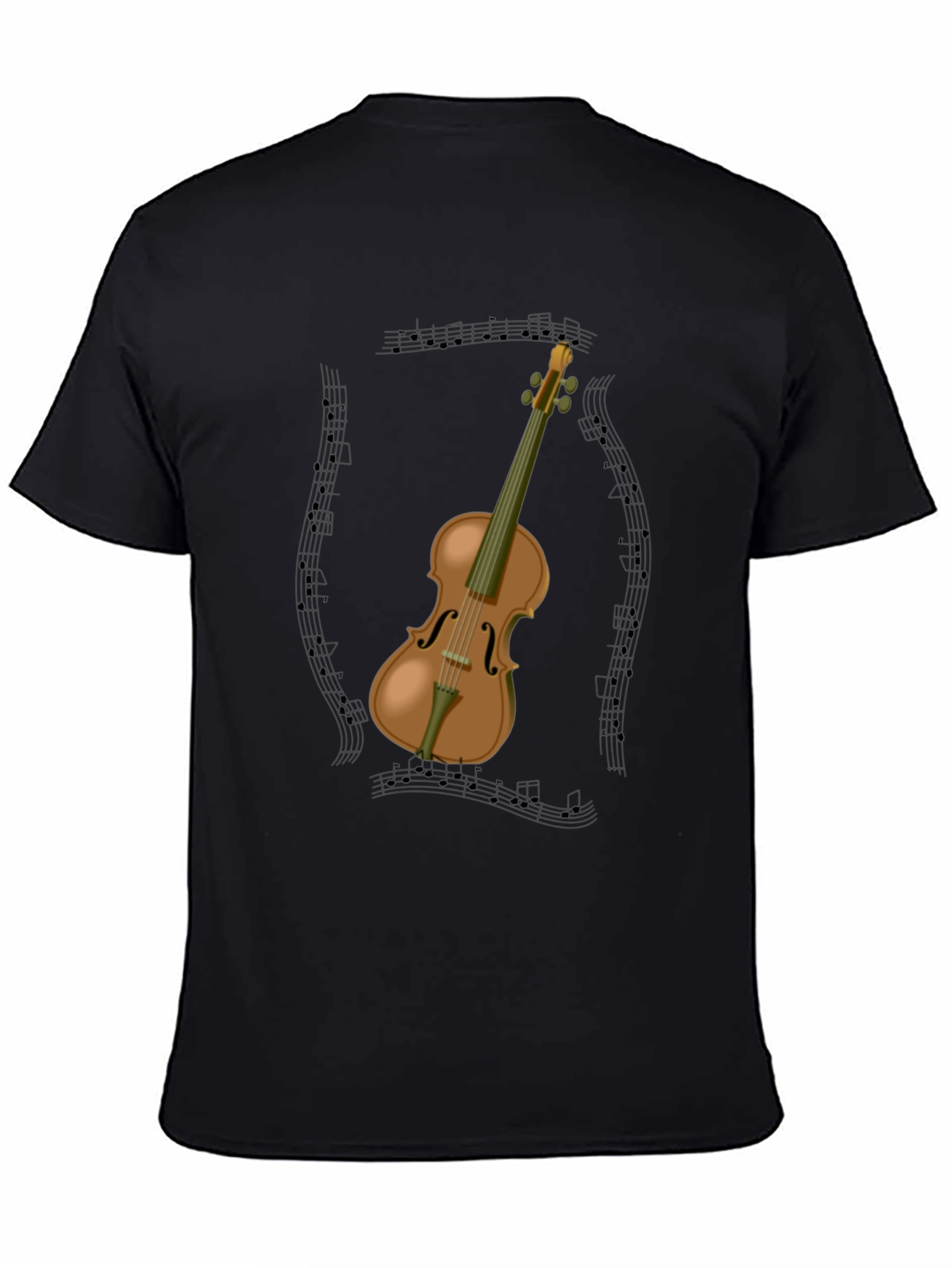Musical Violin Graphic Tee - Black Cotton T-Shirt