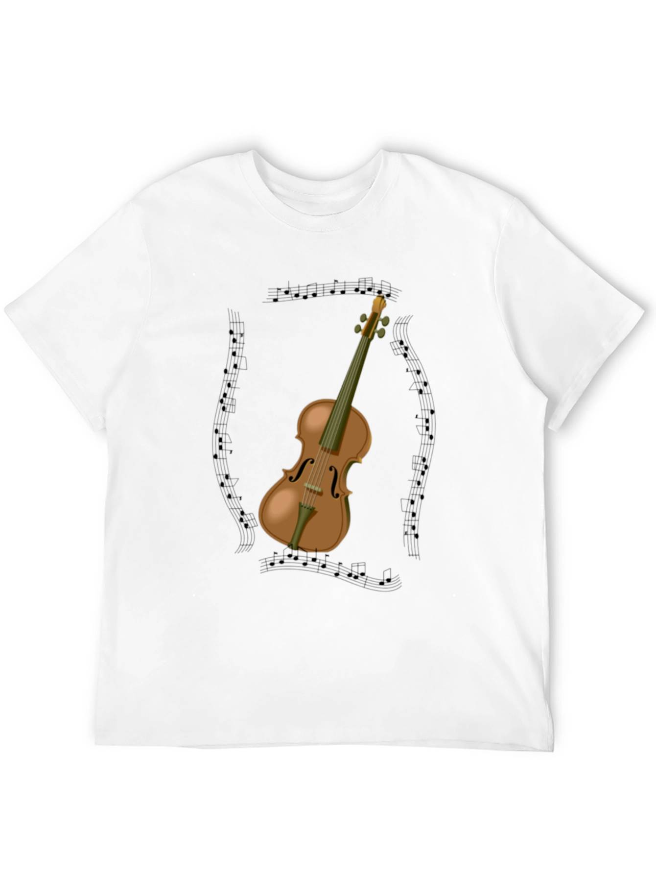 Musical Violin Graphic Tee - Black Cotton T-Shirt