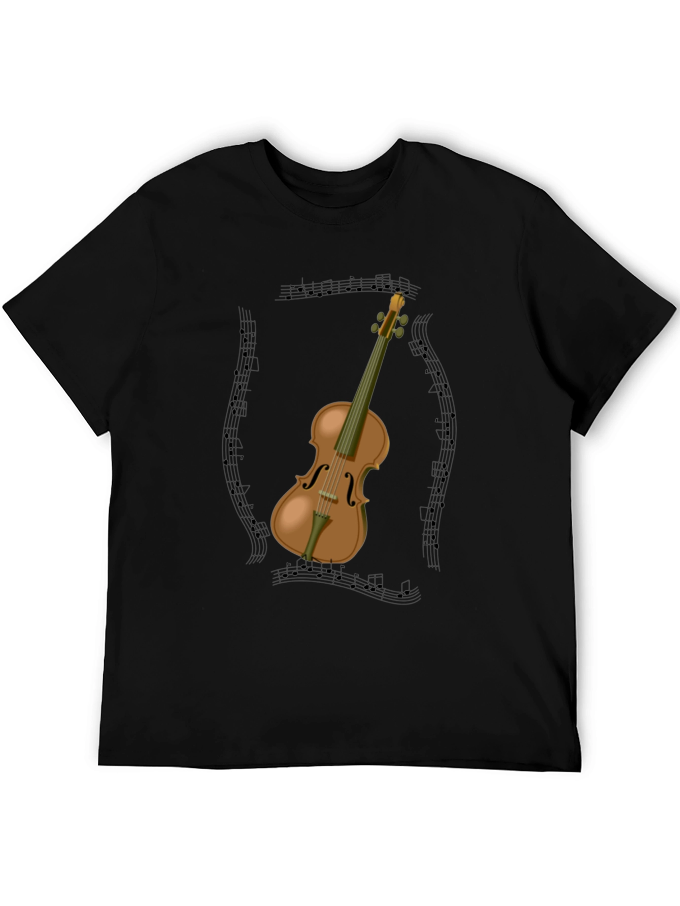 Musical Violin Graphic Tee - Black Cotton T-Shirt