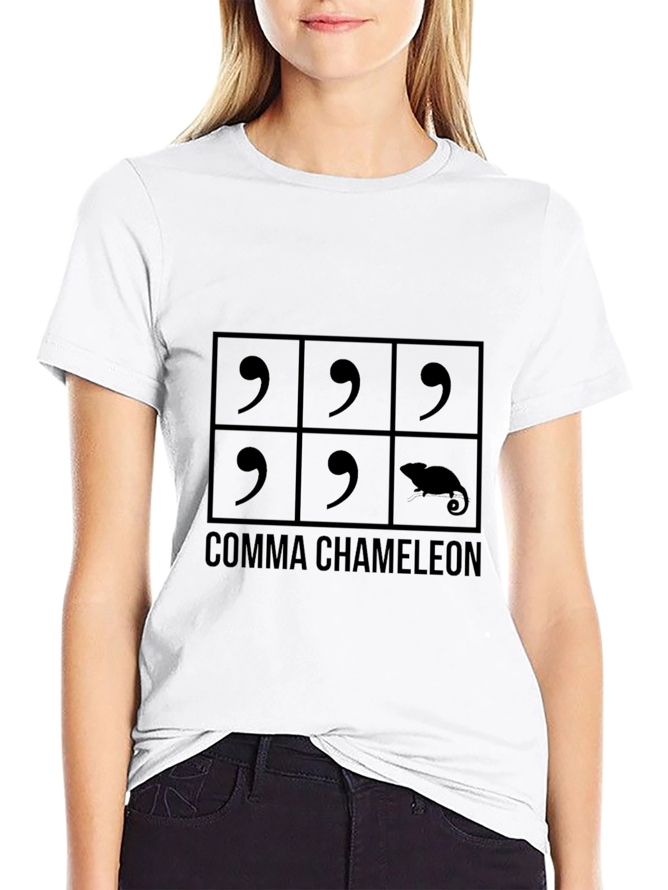 Comma Chameleon T-Shirt - Clever Pun Design