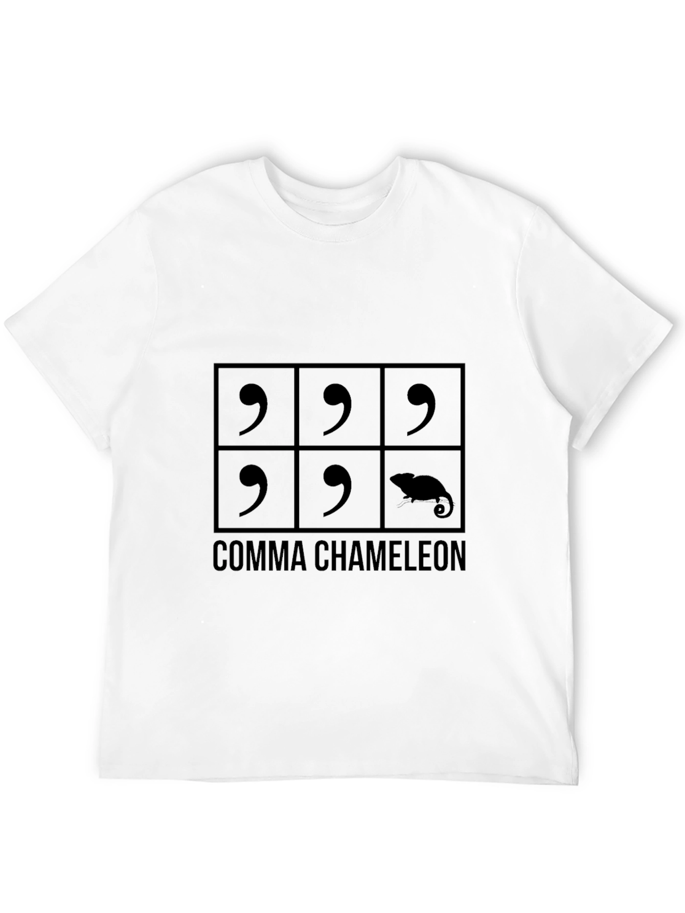 Comma Chameleon T-Shirt - Clever Pun Design