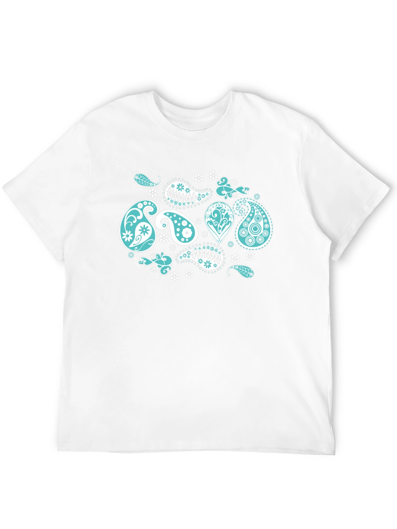 Black Tee with Turquoise Paisley Design